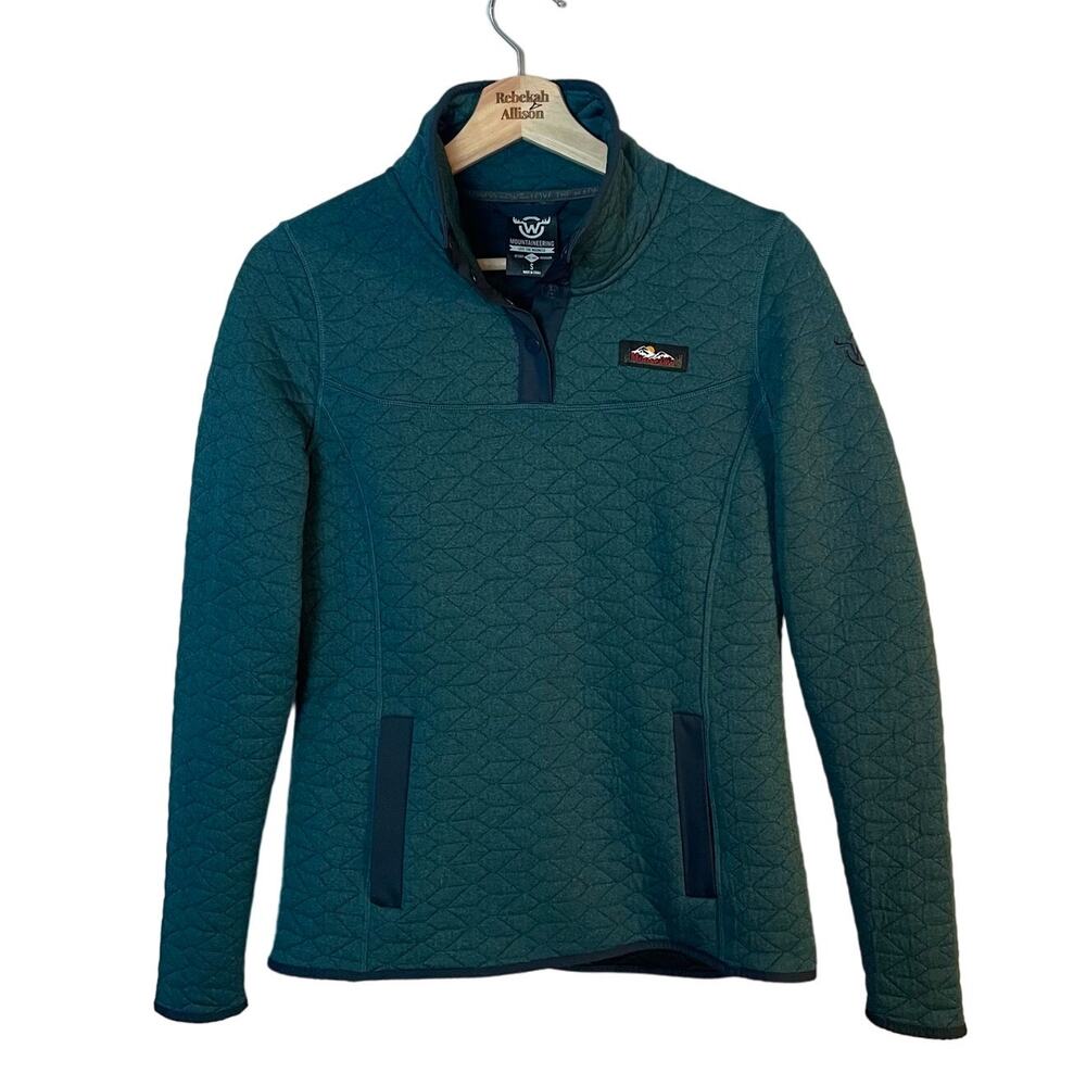 Moosejaw Cass Ave Quilted Snap Pullover Sweatshirt Teal Green Hiking Size Small